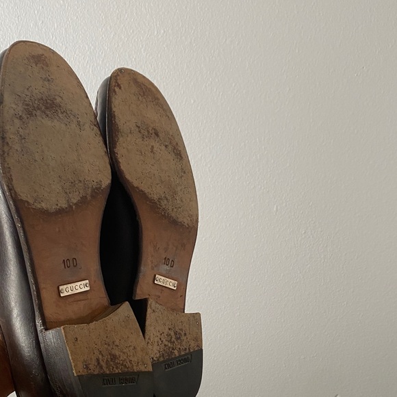 Gucci Dark Brown Leather Loafers with Silver Accents - Picture 8 of 8